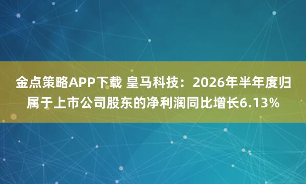 金点策略APP下载 皇马科技：2026年半年度归属于上市公司股东的净利润同比增长6.13%